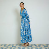 Sky Blue Ayesha Cotton Overlap Dress with Hand Embroidery Detail