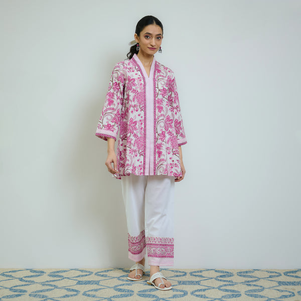 Rani Pink Sanganeri Printed Cotton Co-ord Set