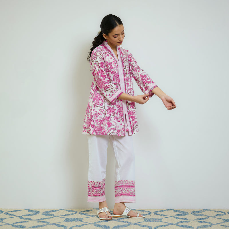 Rani Pink Sanganeri Printed Cotton Co-ord Set