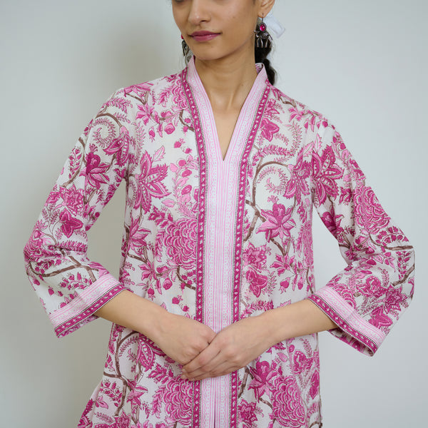 Rani Pink Sanganeri Printed Cotton Co-ord Set