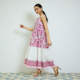 Rani Pink Sanganeri Printed Cotton Tier Dress