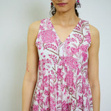 Rani Pink Sanganeri Printed Cotton Tier Dress