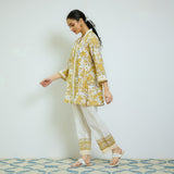 Ochre Yellow Sanganeri Printed Cotton Co-ord Set