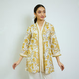 Ochre Yellow Sanganeri Printed Cotton Co-ord Set