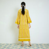 Mango Yellow Cotton A-line Dress with Pintuck Detail