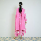 Zehra Pink Cotton Kurta Set with Mul Cotton Dupatta & Tassel Detail