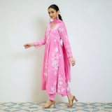 Zehra Pink Cotton Kurta Set with Mul Cotton Dupatta & Tassel Detail