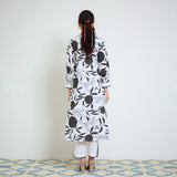 Black & White Love is in the Air Cotton Kurta Set with Hand Embroidery Detail