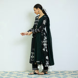 Zehra Black Cotton Kurta Set with Mul Cotton Dupatta & Tassel Detail