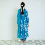 Zehra Electric Blue Cotton Kurta Set with Mul Cotton Dupatta & Tassel Detail