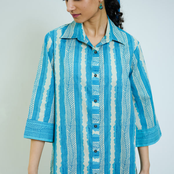 Sky Blue Cotton Shirt Kurta with Pant