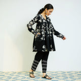 Layla Black Cotton Co-ord Set with Churidar Sleeve