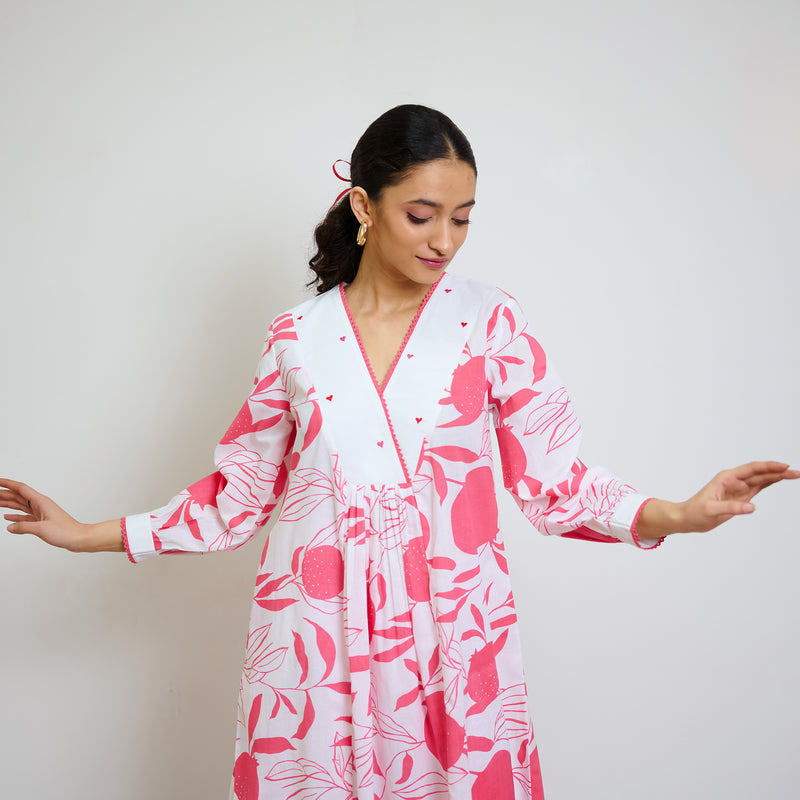 Pink Love is in the Air Cotton Kurta Set with Hand Embroidery Detail