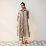 Dabu Grey Cotton Shirt Kurta with Pant