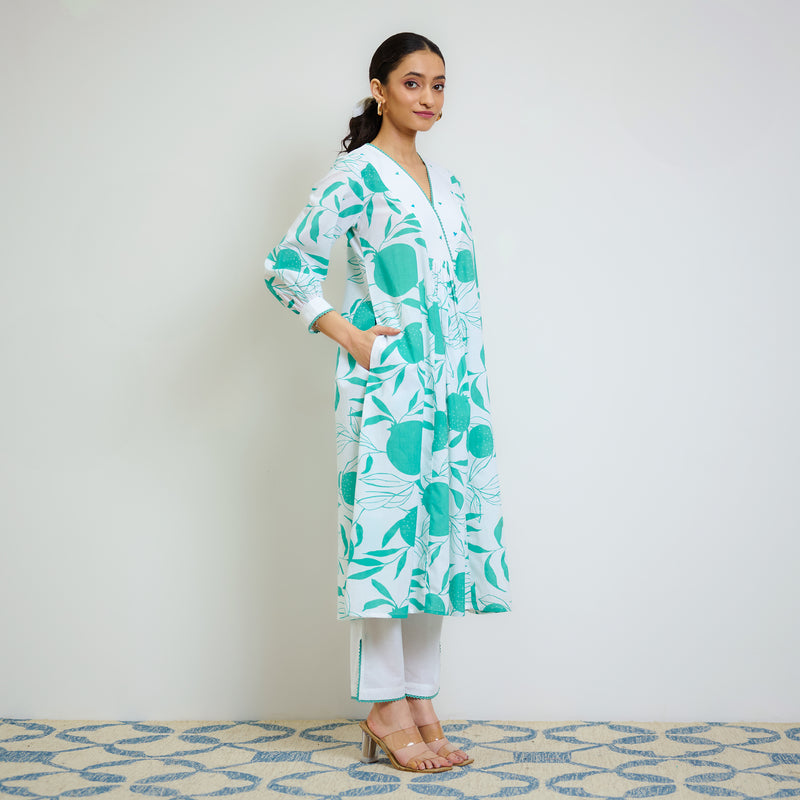 Phirozi Love is in the Air Cotton Kurta Set with Hand Embroidery Detail