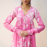 Layla Pink Cotton Co-ord Set with Churidar Sleeve