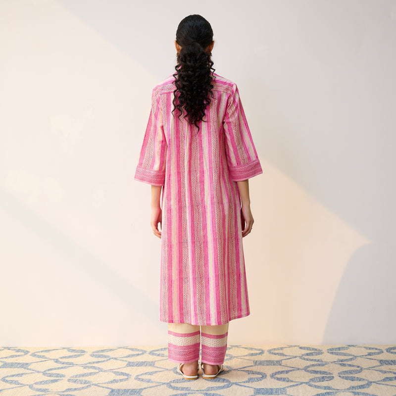 Dusty Pink Cotton Shirt Kurta with Pant