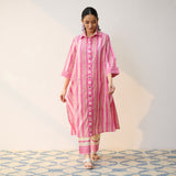 Dusty Pink Cotton Shirt Kurta with Pant