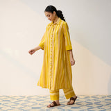 Mango Yellow Cotton Shirt Kurta with Pant