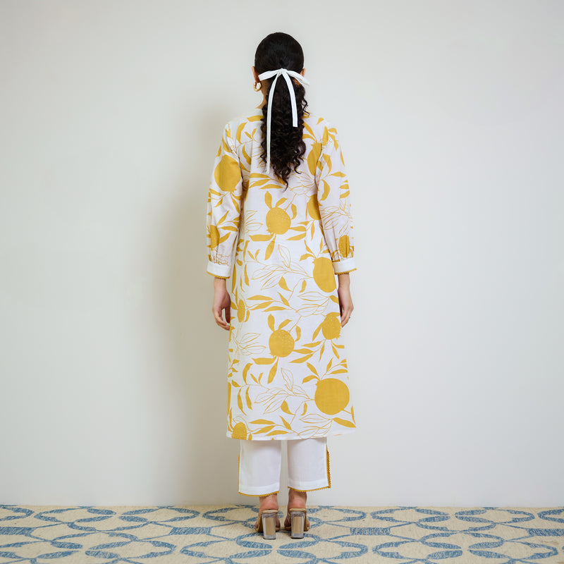 Yellow Love is in the Air Cotton Kurta Set with Hand Embroidery Detail