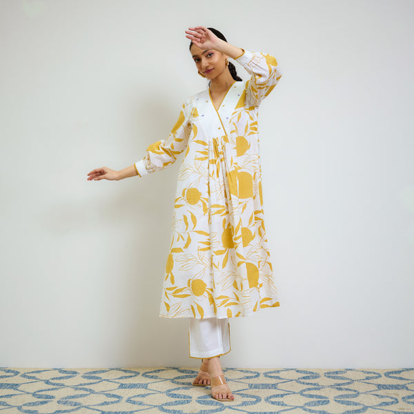 Yellow Love is in the Air Cotton Kurta Set with Hand Embroidery Detail