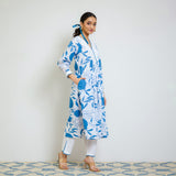 Electric Blue Love is in the Air Cotton Kurta Set with Hand Embroidery Detail