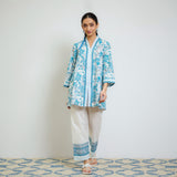 Ocean Blue Sanganeri Printed Cotton Co-ord Set