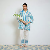 Ocean Blue Sanganeri Printed Cotton Co-ord Set