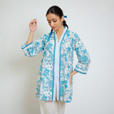 Ocean Blue Sanganeri Printed Cotton Co-ord Set