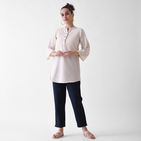 Navy Linen Cotton AMPM Pants