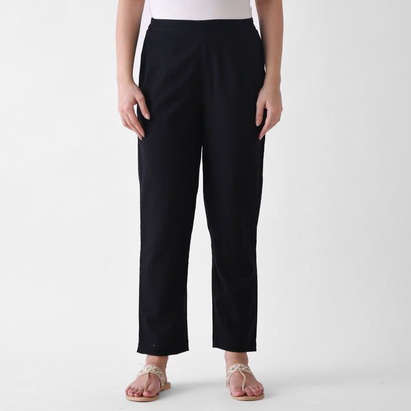 Black Linen Cotton AMPM Pants