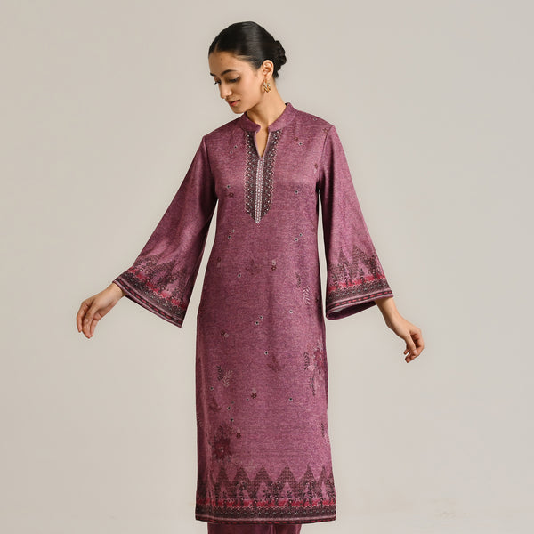 Burgundy Contemporary Woollen Kurta