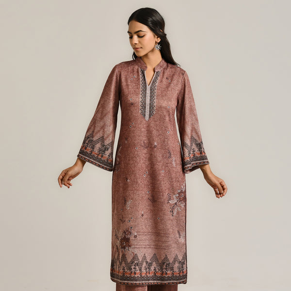 Brown Contemporary Woollen Kurta