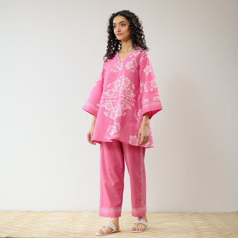 Dewdrop Pakistani Cotton Co-ord Set - Pink