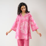 Dewdrop Pakistani Cotton Co-ord Set - Pink