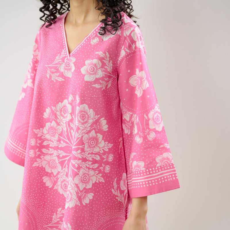 Dewdrop Pakistani Cotton Co-ord Set - Pink