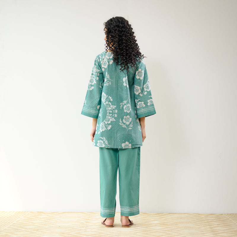 Dewdrop Pakistani Cotton Co-ord Set - Sage Green