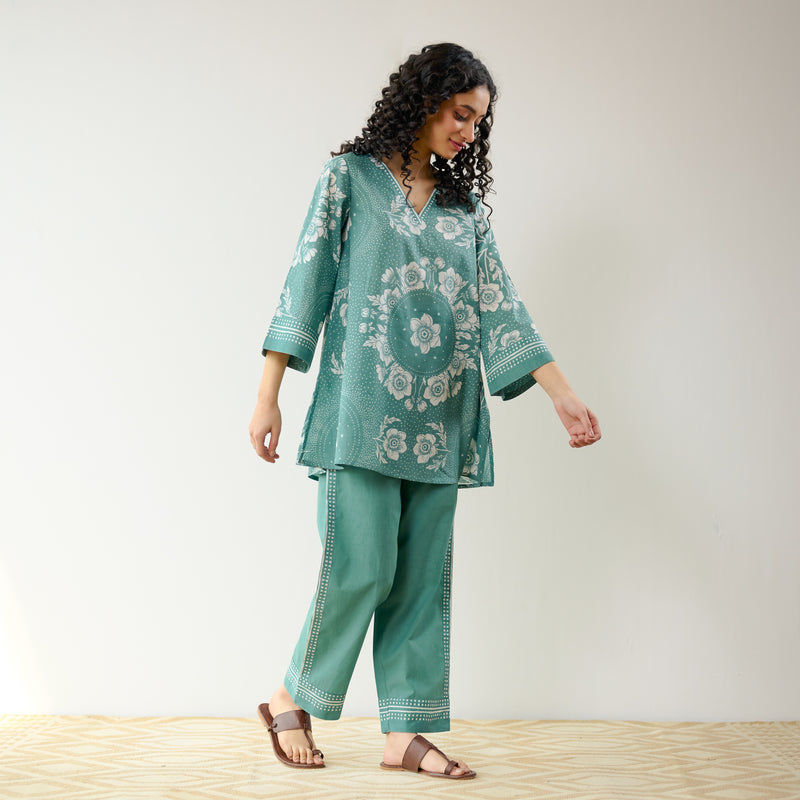 Dewdrop Pakistani Cotton Co-ord Set - Sage Green