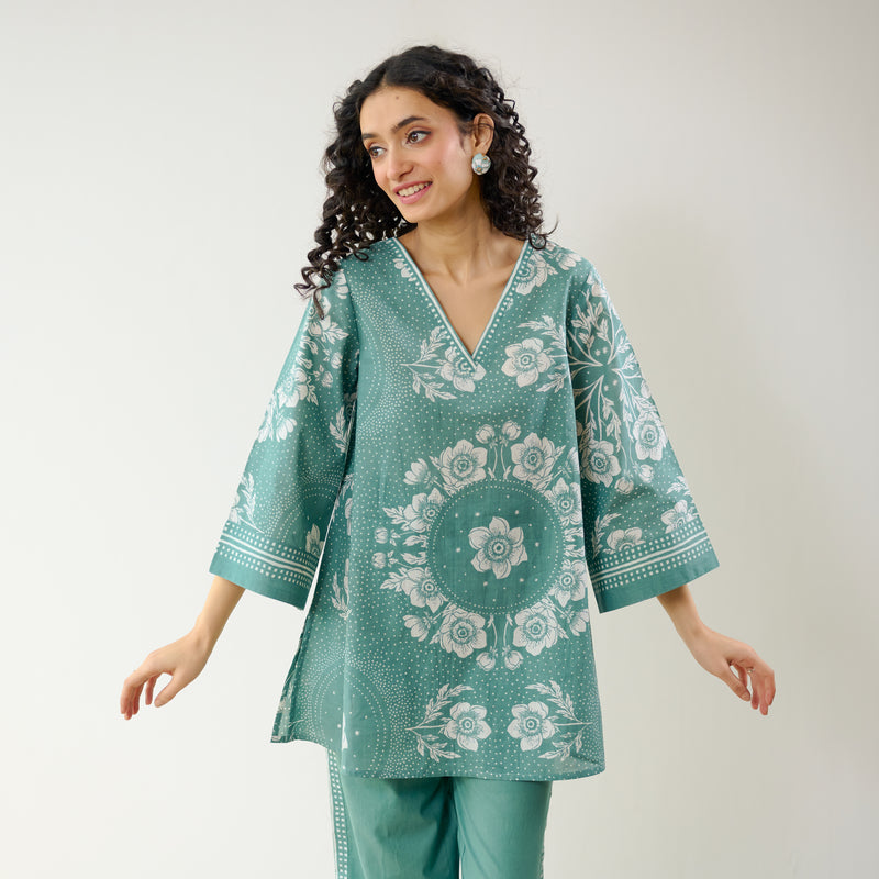 Dewdrop Pakistani Cotton Co-ord Set - Sage Green