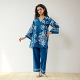 Dewdrop Pakistani Cotton Co-ord Set - Indigo Blue