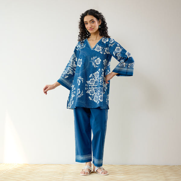 Dewdrop Cotton Co-ord Set - Indigo Blue