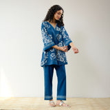 Dewdrop Pakistani Cotton Co-ord Set - Indigo Blue