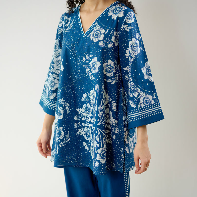 Dewdrop Pakistani Cotton Co-ord Set - Indigo Blue