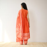 Daisy Cotton Kurta Set with Dupatta - Orange