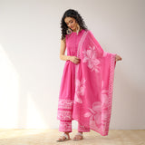 Daisy Cotton Kurta Set with Dupatta - Pink