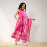 Daisy Cotton Kurta Set with Dupatta - Pink