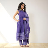 Daisy Cotton Kurta Set with Dupatta - Violet