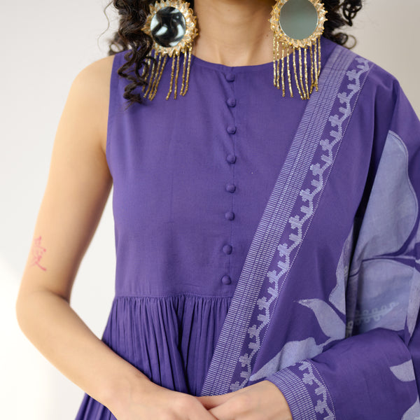 Daisy Cotton Kurta Set with Dupatta - Violet