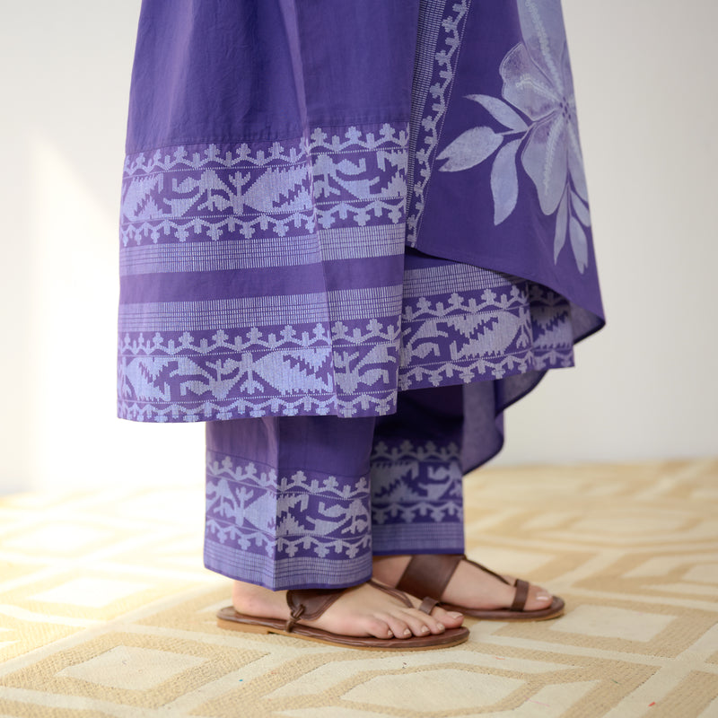 Daisy Cotton Kurta Set with Dupatta - Violet