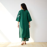 Meadow Patchwork Pakistani Cotton Kurta Set - Emerald Green